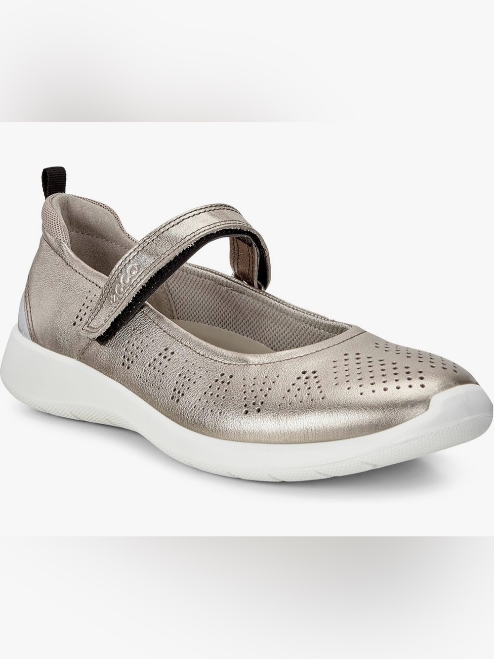 Ecco Metallic Pewter Mary Jane Slip-On Flats - Picture 4 of 10